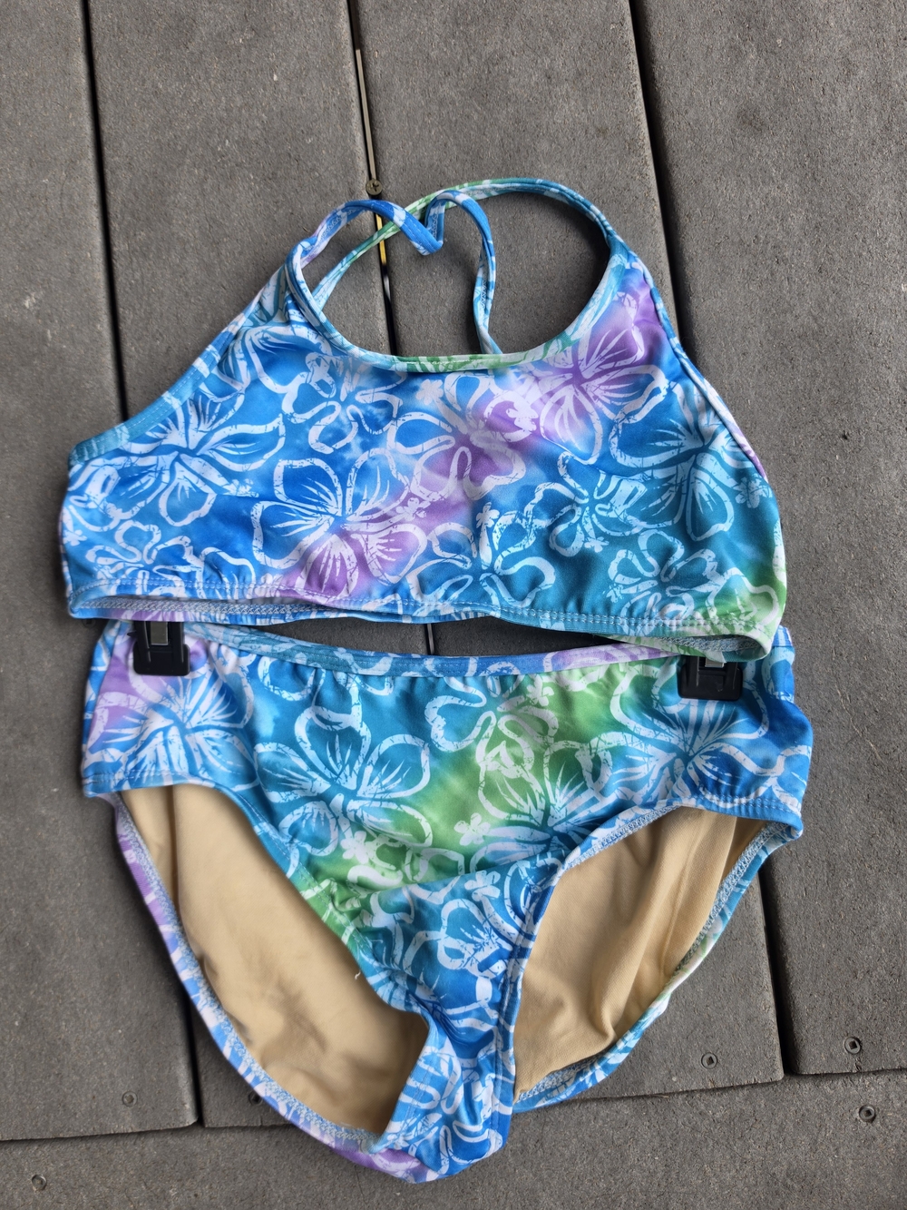 Girls' Blue Floral Two-Piece Swim Set